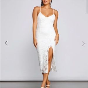 SERAPHINA FORMAL SLEEVELESS LACE MIDI DRESS
